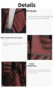 Dettaglio della cucitura a triangolo su poncho in maglia jacquard rosso e nero