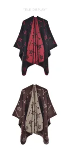 Detailed tile display of knit ponchos featuring star patterns in black and brown colors