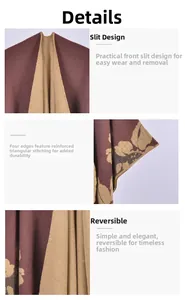 Détail de la conception fendue et de la couture de bordure renforcée sur le châle