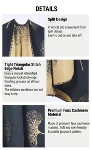 Dettaglio del motivo jacquard a foglie di ginkgo e punto a triangolo fatto a mano