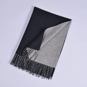 Unisex imitation cashmere scarf with tassels in elegant dark and light gray shades