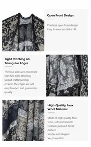 Macro detail of the split design and reinforced stitching on cashmere feel poncho