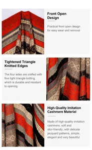 Detail of the triangular overlock stitching and slit design on geometric stripe shawl
