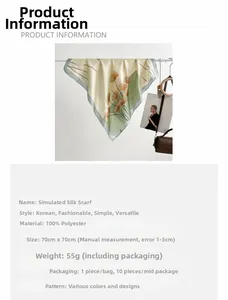 Détail d'un foulard en soie 70x70cm à motif feuilles de ginkgo et fiches techniques