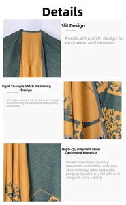 Detail of jacquard shawl showing high-quality faux cashmere and triangle stitch edges