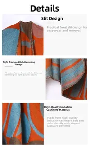 Detail of soft cashmere-like fabric with geometric patterns and neat lockstitch edges