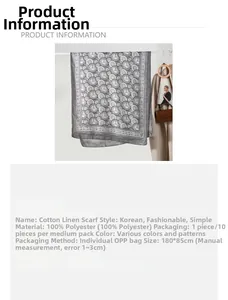 Detail of vintage clock print on soft polyester scarf with cotton-linen feel 180x85cm