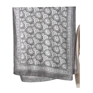 Vintage coin print scarf for women featuring monochrome geometric patterns on silk-like fabric