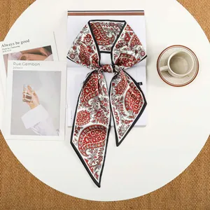 Dames Frans Retro Smalle Satijn Sjaal Paisley Polka Dot Bedrukt Lint Hoofdband Voor Tas Handvat Sjaaltje Modeaccessoires