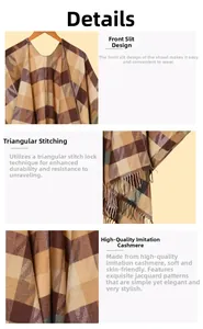 Detail eines karierten Schals aus weichem Kaschmir-Imitat mit Fransen und Jacquard-Muster