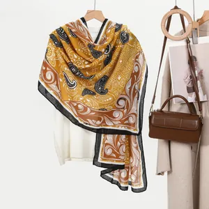 Women Large Paisley Print Scarf Lightweight Viscose Shawl Retro Floral Beach Wrap Sunshade Scarf For Spring Autumn Fashion