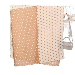 Chic women cotton linen scarf with heart and polka dot patterns for beach and spring