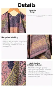 Detail of reinforced triangle needle stitching on thick retro totem shawl edge