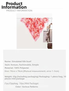 Dettagli che mostrano foulard in poliestere 70x70cm con motivo floreale rosa