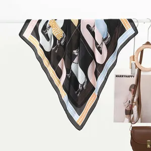 Zebra Stripe Horse Print Satin Square Scarf For Women Fashion Silk Like Neck Scarf Decorative Head Handbag Band