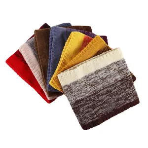 Detailed collection of ribbed knit winter snoods in various warm gradient colors