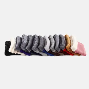 Detail of warm knit neck warmer with thick fleece lining in multiple color options