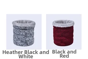 Close-up of dual-layer thermal neck warmer featuring fleece lining and knit texture