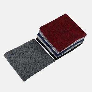Detail view of multi-color knitted winter neck warmers in grey, burgundy, navy and black