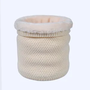 Cache-cou en Tricot d'Hiver Unisexe Doublé Polaire Double Couche Épais Chaud Écharpe Infinie Snood Couleur Unie Cache-cou Extérieur