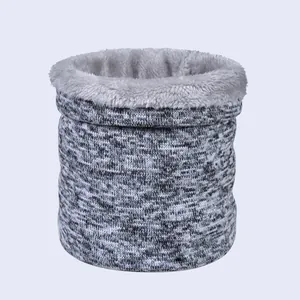 Winter thermal neck warmer featuring grey tie-dye knit with thick fleece lining