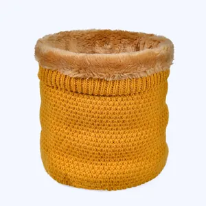 Cache-col tricoté jaune gingembre doublé de polaire avec isolation épaisse double couche
