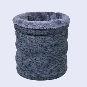 Winter tie-dye knit neck warmer with thick fleece lining for outdoor hiking and skiing