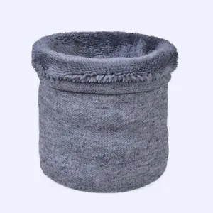 Tour de Cou en Tricot pour Hommes Femmes Hiver Chaud Doublé de Polaire Cache-cou Couleur Unie Coupe-vent Écharpe Douce Épaisse Accessoires