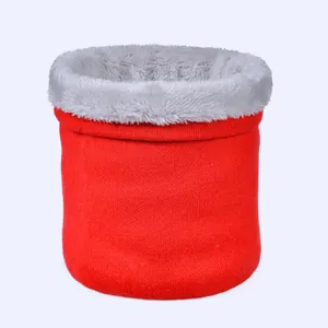 Tour de cou en tricot rouge pour l'hiver avec doublure douce en fausse fourrure grise
