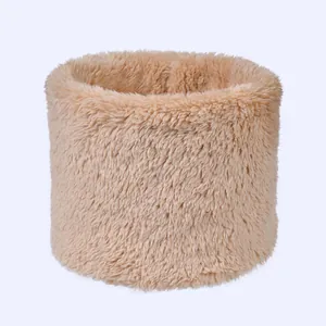 Unisex Winter Double Layer Plush Neck Warmer Scarf Thick Warm Fleece Snood For Outdoor Cycling Hiking Solid Color Accessories