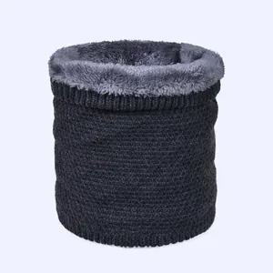 Tour de cou en tricot d'hiver doublé de polaire thermique en couleur gris foncé
