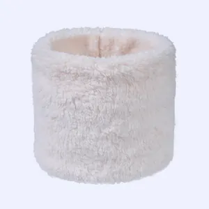 Plush double-layer faux fur neck warmer in cream white for winter outdoor protection