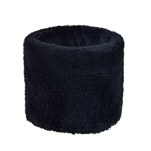 Winter double-layer plush neck warmer in solid black with soft thermal fleece lining