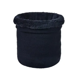 Cache-col tricoté noir avec doublure en polaire épaisse pour protection hivernale chaude