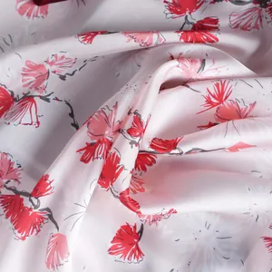 Satin neck scarf for women featuring fresh daisy floral prints and smooth silk texture