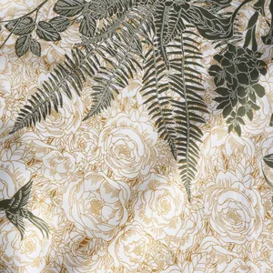 Elegant floral satin square scarf with vintage rose and green leaf prints for women