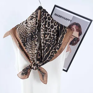 Women Fashion Snake Leopard Print Satin Square Scarf Head Scarf Handbag Scarf Silky Polyester Bandana Scarf Wrap For Daily Party