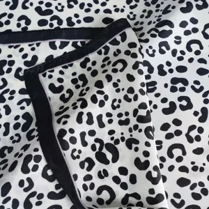 Classic leopard print satin silk scarf with black border for women professional attire