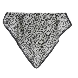 Classic black and white leopard print square satin scarf for women professional uniform