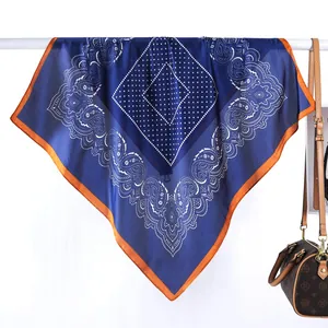 Pañuelo Cuadrado de Satén para Mujer Estampado Paisley de Lunares Pañuelo para el Cuello Cabello Bolsa Decorativa Accesorios de Moda Elegantes