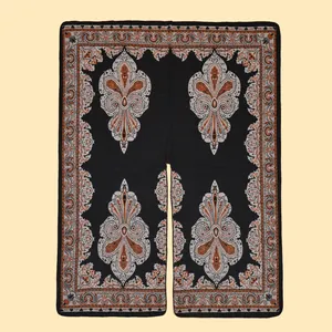 Ethnic bohemian poncho shawl with vintage geometric patterns and open front design