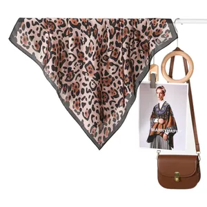 Classic leopard print silk square scarf with black borders for stylish women outfits