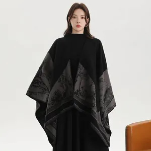 Detail of high-density knit shawl featuring traditional Chinese landscape jacquard pattern