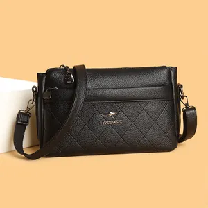 Bolso de Hombro de Cuero PU Acolchado de Rombos Rétro Para Mujer Bolso Bandolera de Gran Capacidad Casual Bolso de Axila Moda