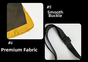 Detail of smooth buckle and high-quality canvas fabric on functional crossbody bag
