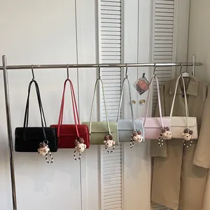 Large capacity minimalist shoulder bags in various colors with cute bear charms for women