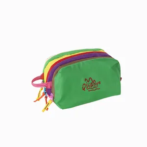 Colorful multi-layer nylon toiletry bag with large capacity and portable handle