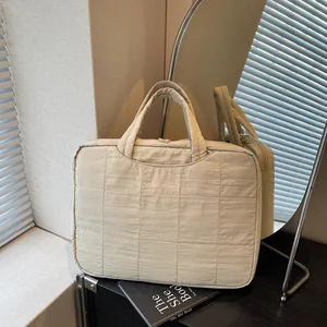 Sac à Main pour Ordinateur Portable Matelassé Grande Capacité Style Coréen Serviette Rembourrée Navette Mode Minimaliste Fourre-Tout pour Femmes Hommes École Travail