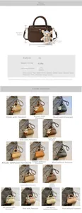 Detailed size chart and multi-color options for the stylish PU leather crossbody bag
