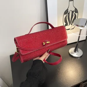 Sac Sous le Bras en Strass pour Femmes Sac à Main en Cuir PU à Paillettes Pour Banquet de Soirée Fête de Mariage Sac à Bandoulière à Fermoir Tournant